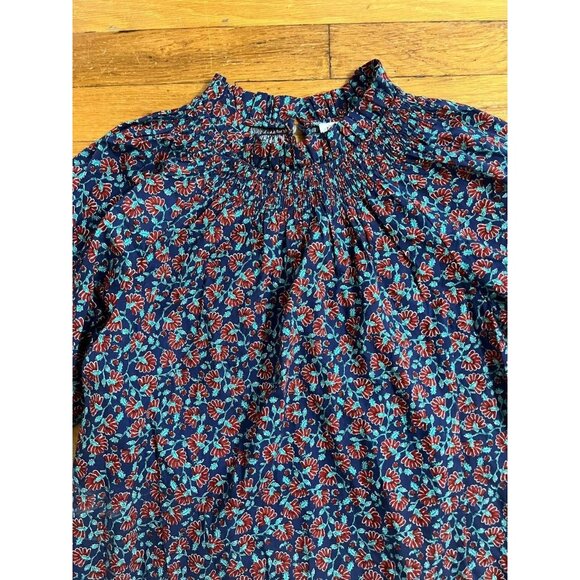 J. Crew Women's Navy cottonPoplin Ruffle-Neck Popover Blouse Medium A001573 - Picture 4 of 6